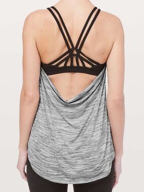 Lululemon size 6 Moment To Movement 2-In-1 Tank Open-Back Strappy Black Bralette